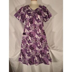 Easy Essentials Cotton Blend Purple Quilt Floral MuuMuu‎ Size SP NEW